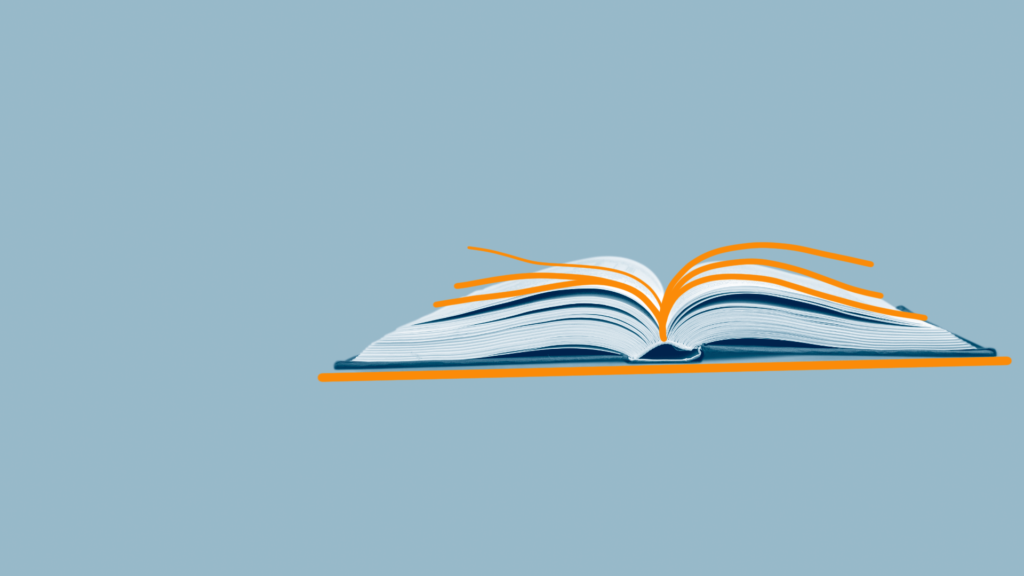 Open Book with Blue Background