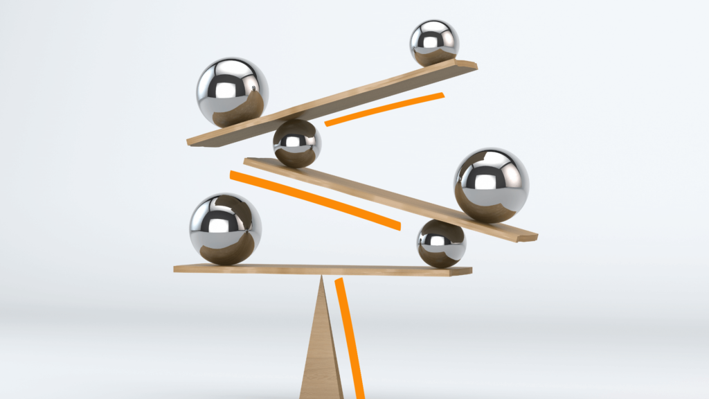 A diagram balancing balls on different levels